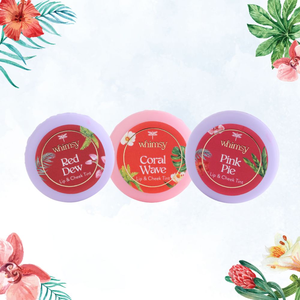 Combo of Lip & Cheek Tints - Pink Pie, Coral Wave and Red Dew For Teen and Preteen Girls