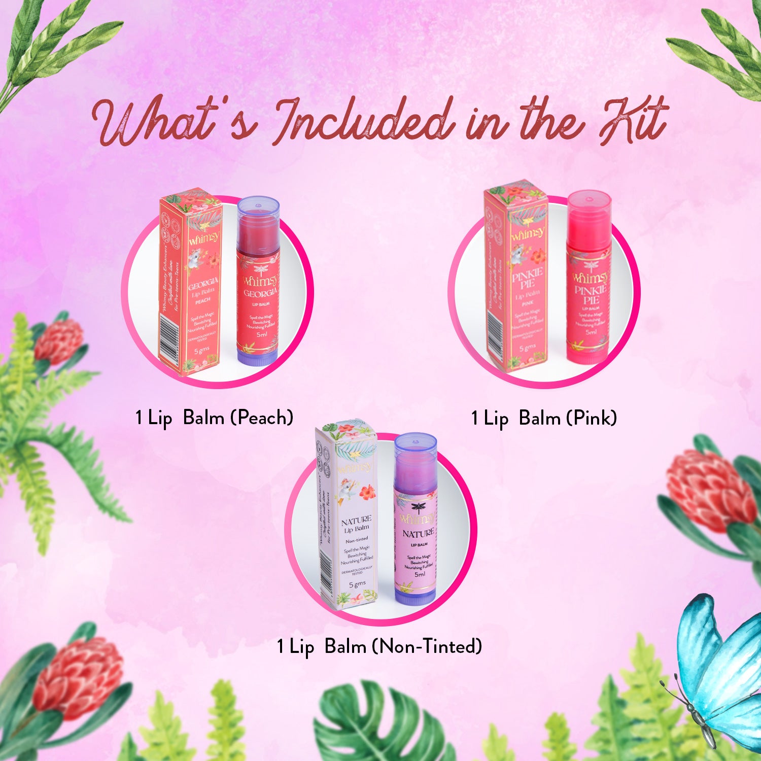 Whimsy Essential Care Lip Balms - Pack of 3