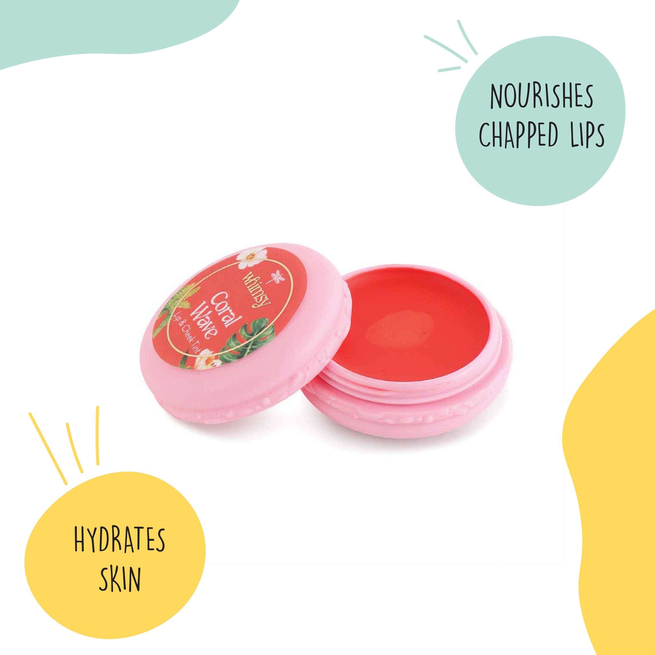 Combo of Lip & Cheek Tints - Pink Pie, Coral Wave and Red Dew For Teen and Preteen Girls