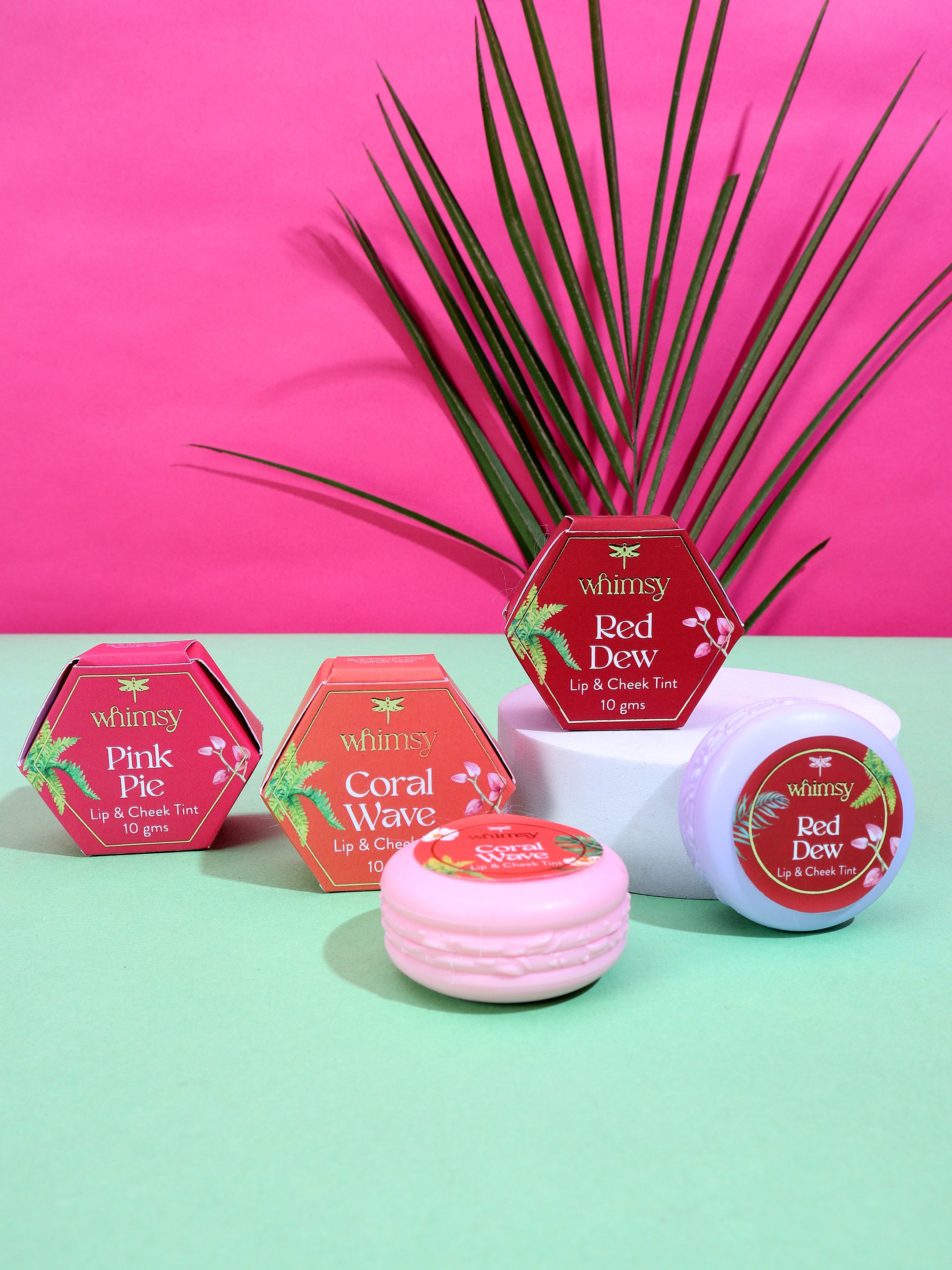 Combo of Lip & Cheek Tints - Pink Pie, Coral Wave and Red Dew For Teen and Preteen Girls