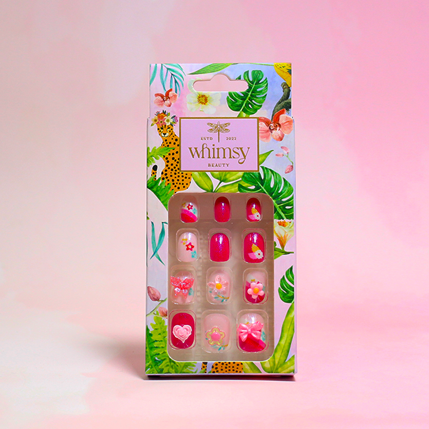 Whimsy Heart & Hibiscus Press ON Nails