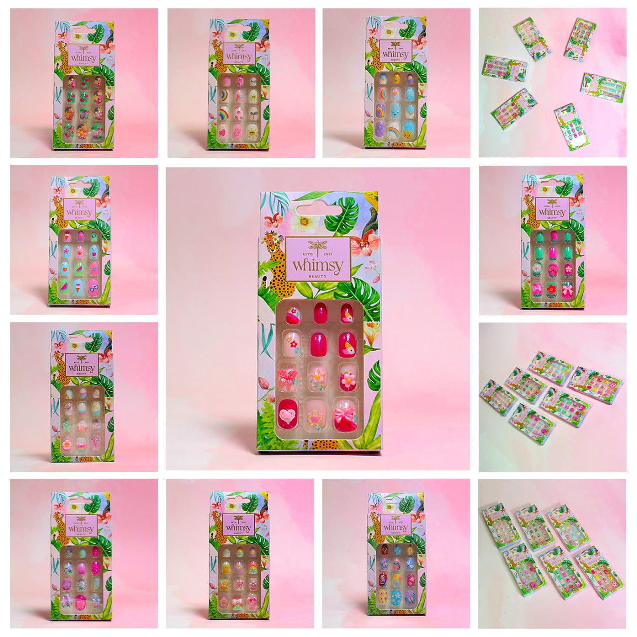 Whimsy Heart & Hibiscus Press ON Nails