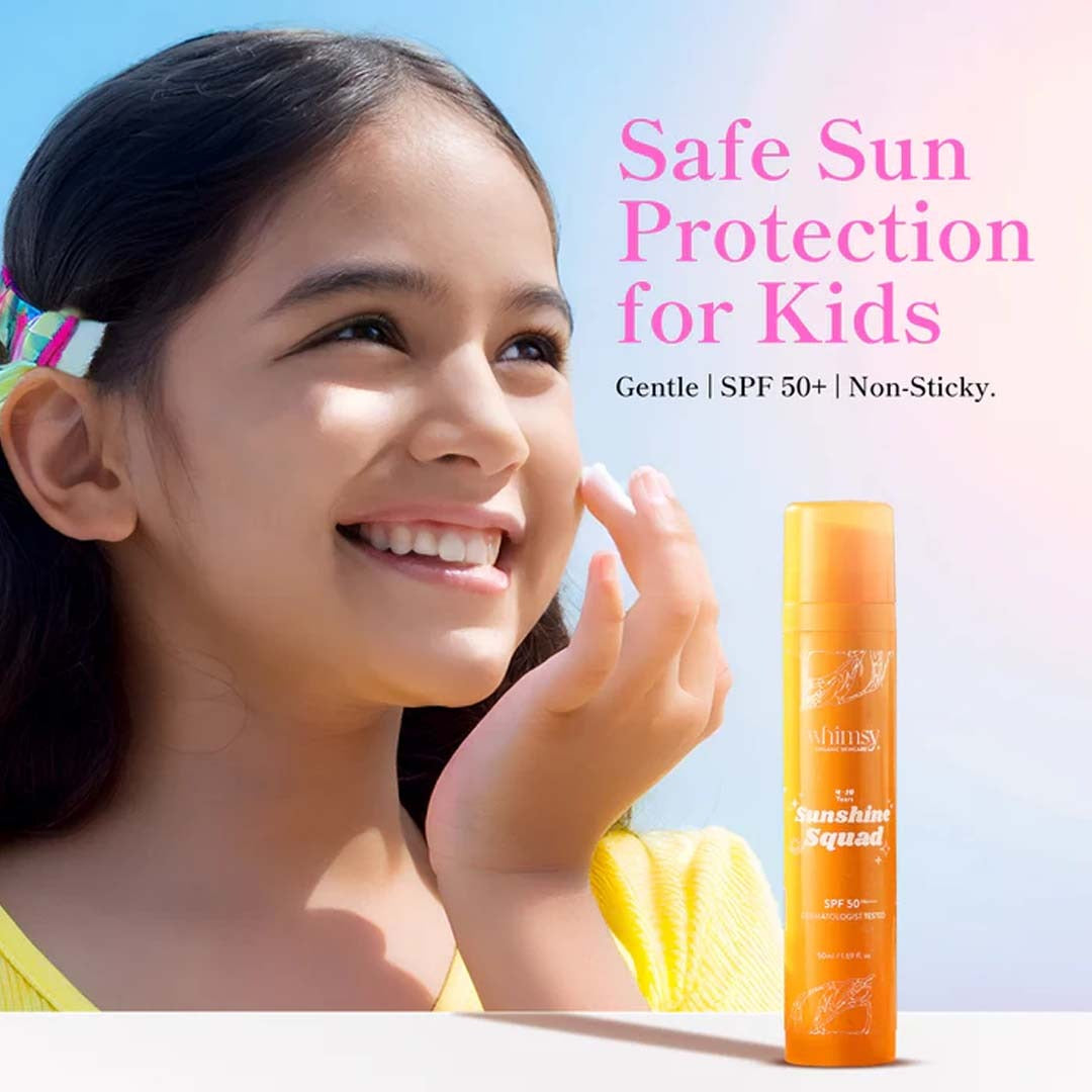 Whimsy Sunshine Squad SPF50+ Sunscreen for Kids & Teens – Organic, Safe & Non-Sticky